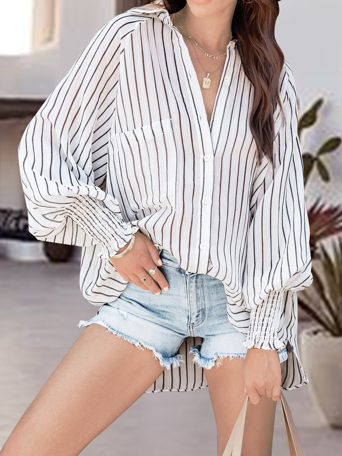 Button Up Belle Sleeve Shirt